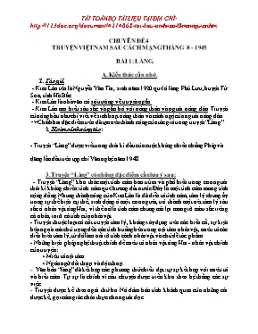 Tài liệu ôn Lớp 10 THPT môn Ngữ văn - Chuyên đề 4 Truyện Việt Nam sau cách mạng tháng 8-1945
